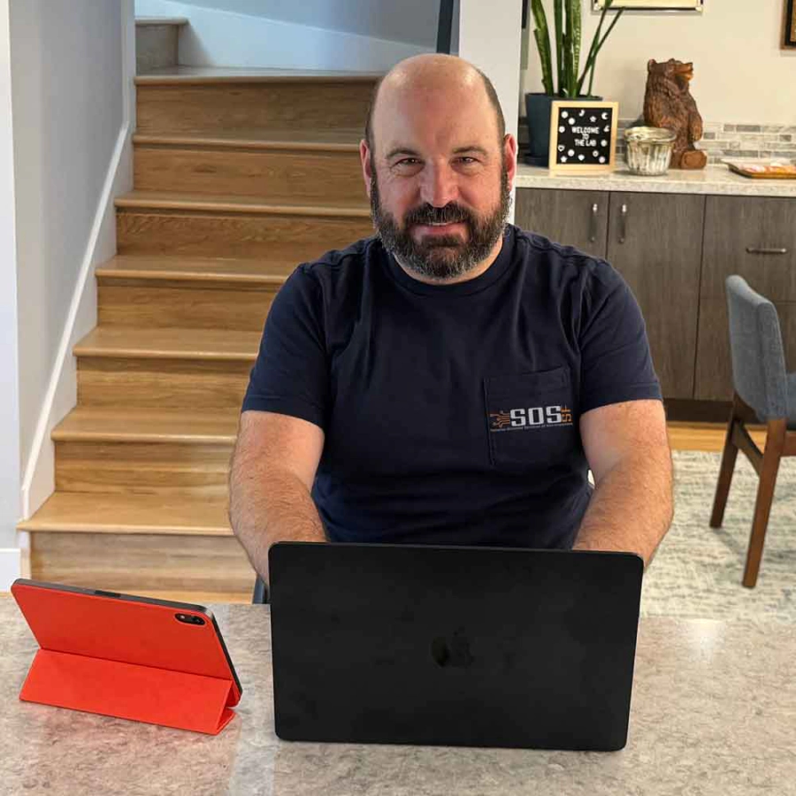 chris working smiling